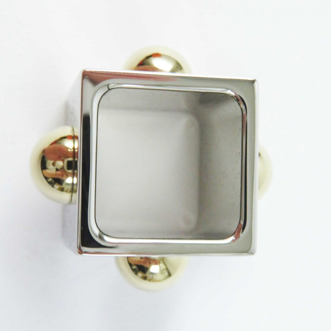 HERMES Scarf ring Metal, Gold Plated Silver Cube Women Used Authentic