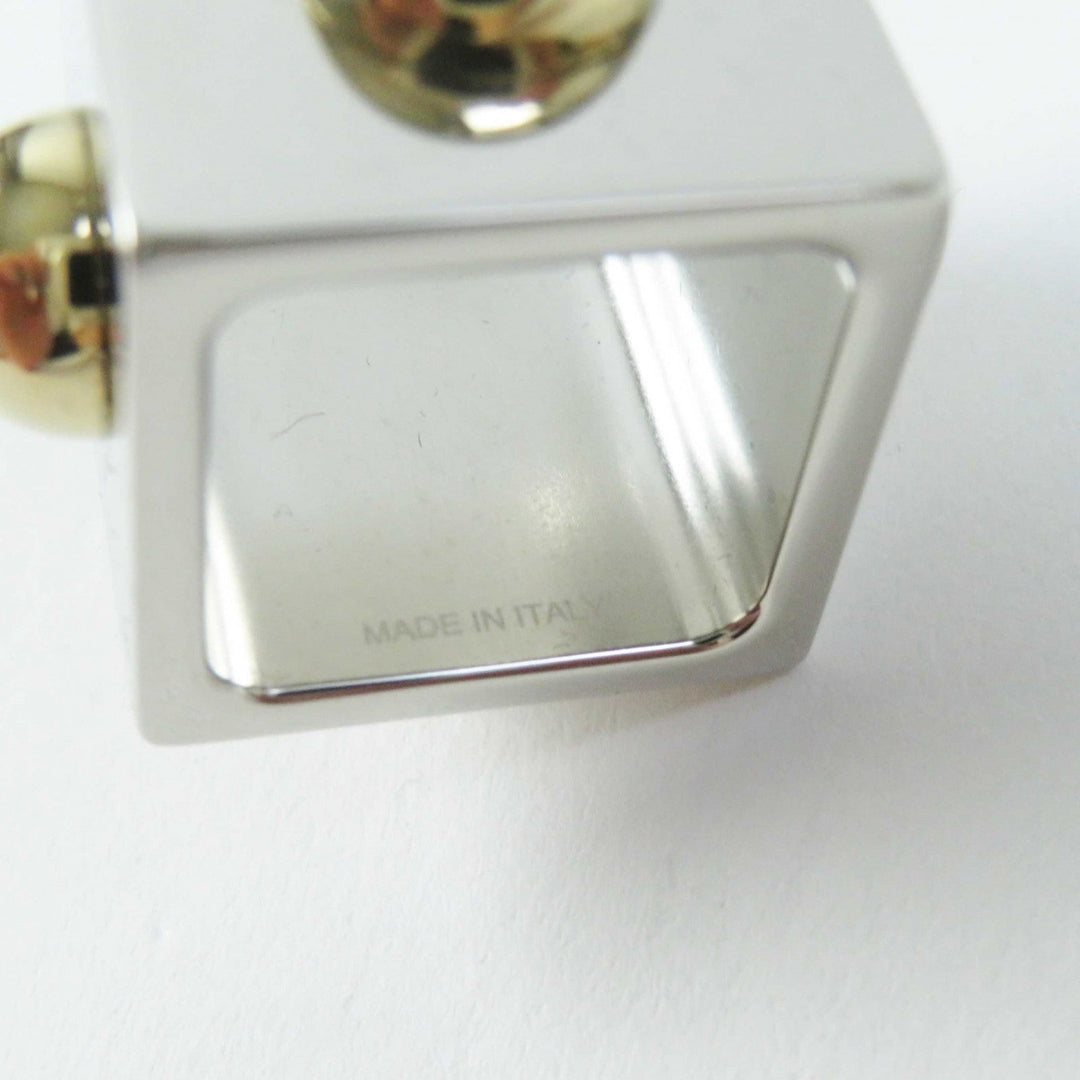 HERMES Scarf ring Metal, Gold Plated Silver Cube Women Used Authentic