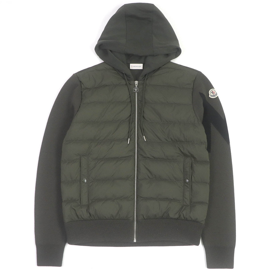 MONCLER Blouson Outer: 97% wool, Outer: 2% nylon, Outer: 1% polyurethane, Lining: 100% nylon, Filling: 90% down, 10% feather khaki CARDIGAN TRICOT mens S Used Authentic