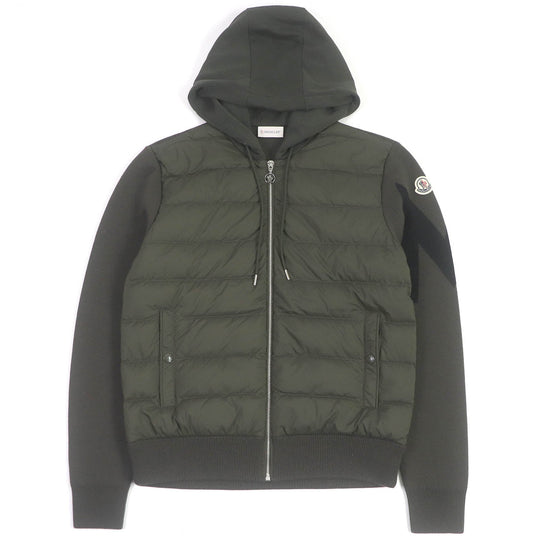MONCLER Blouson Outer: 97% wool, Outer: 2% nylon, Outer: 1% polyurethane, Lining: 100% nylon, Filling: 90% down, 10% feather khaki CARDIGAN TRICOT mens S Used Authentic
