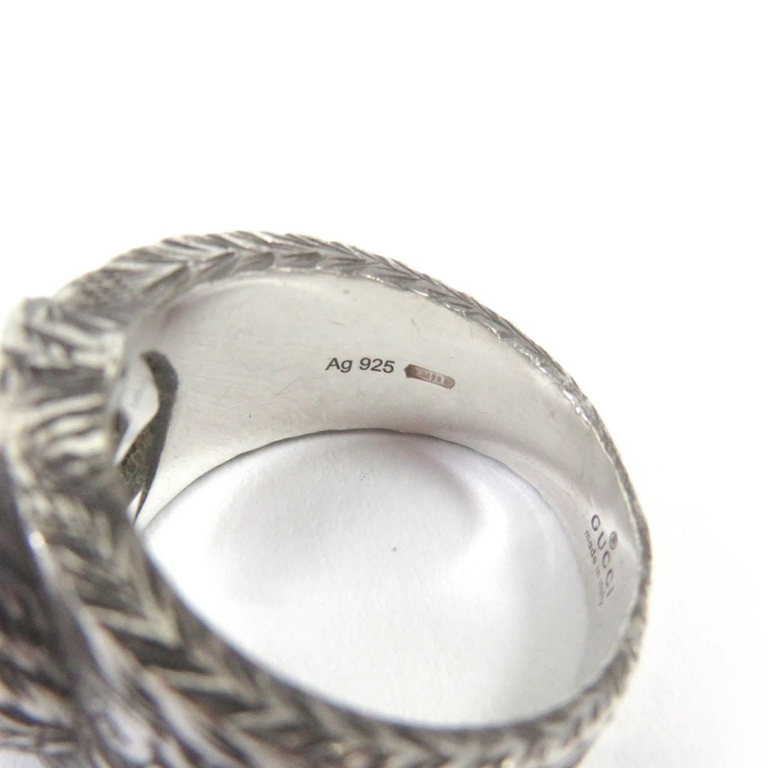 GUCCI Ring Main�FAG925 Silver Carved silver Design ring Interlocking G mens Used Authentic