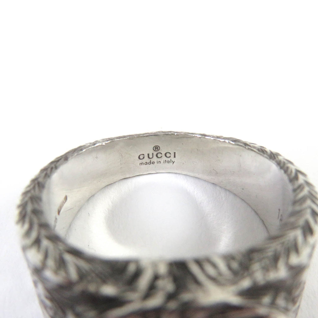 GUCCI Ring Main�FAG925 Silver Carved silver Design ring Interlocking G mens Used Authentic