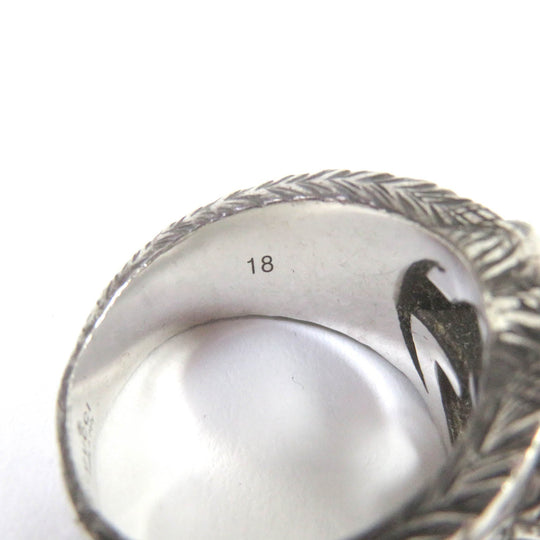 GUCCI Ring Main�FAG925 Silver Carved silver Design ring Interlocking G mens Used Authentic