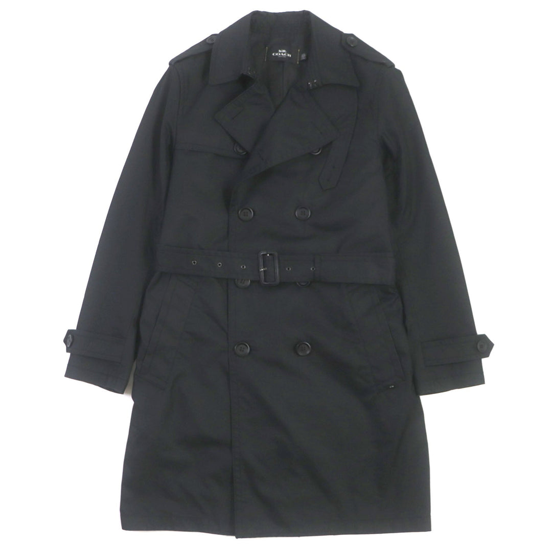 COACH trench coat F33778 Main: 68% cotton, Main: 32% polyester, Lining: 100% polyester, Leather trimming 1: cowhide Leather trimming 2: sheepskin black mens S Used Authentic