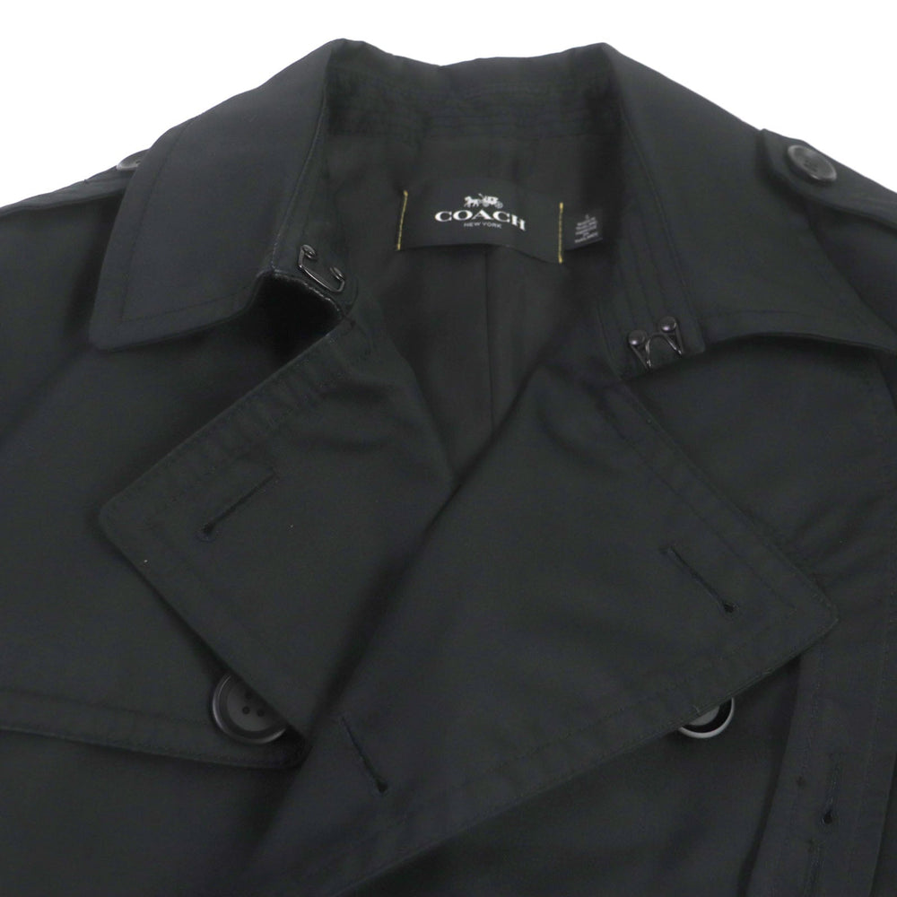 COACH trench coat F33778 Main: 68% cotton, Main: 32% polyester, Lining: 100% polyester, Leather trimming 1: cowhide Leather trimming 2: sheepskin black mens S Used Authentic