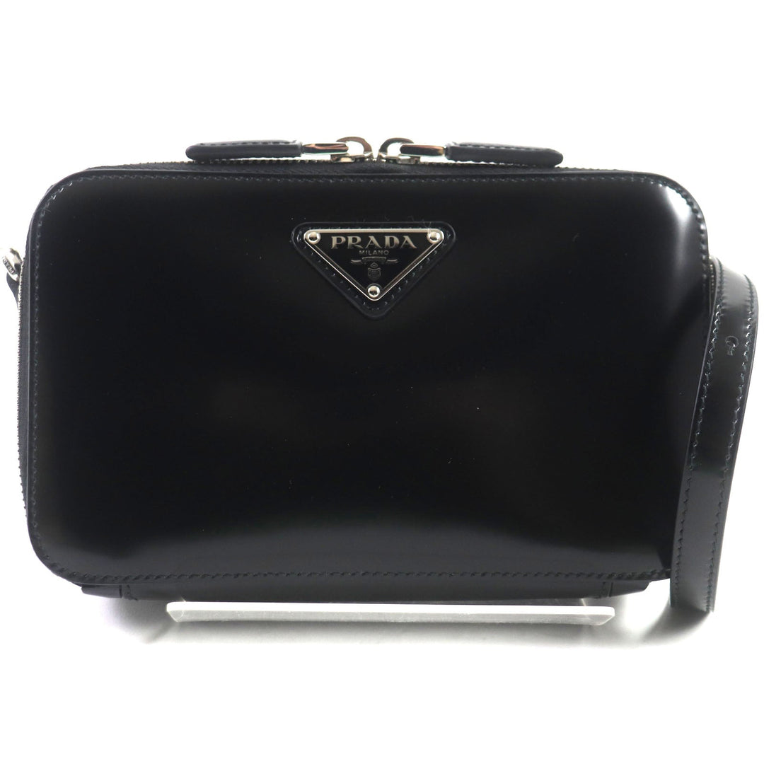 PRADA Shoulder Bag 2VH173 Brushed leather black Brick mens Used Authentic