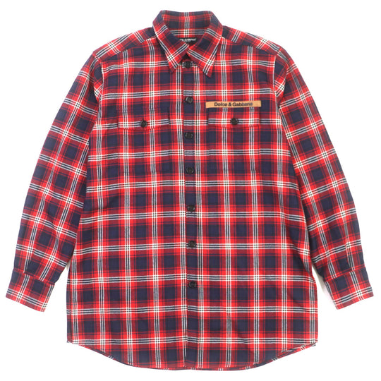 DOLCE&GABBANA Long sleeve shirt G5IY9T FQ2H3 Main: 100% wool Red navy mens 46 Used Authentic