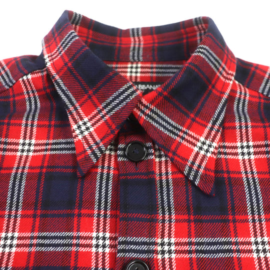 DOLCE&GABBANA Long sleeve shirt G5IY9T FQ2H3 Main: 100% wool Red navy mens 46 Used Authentic