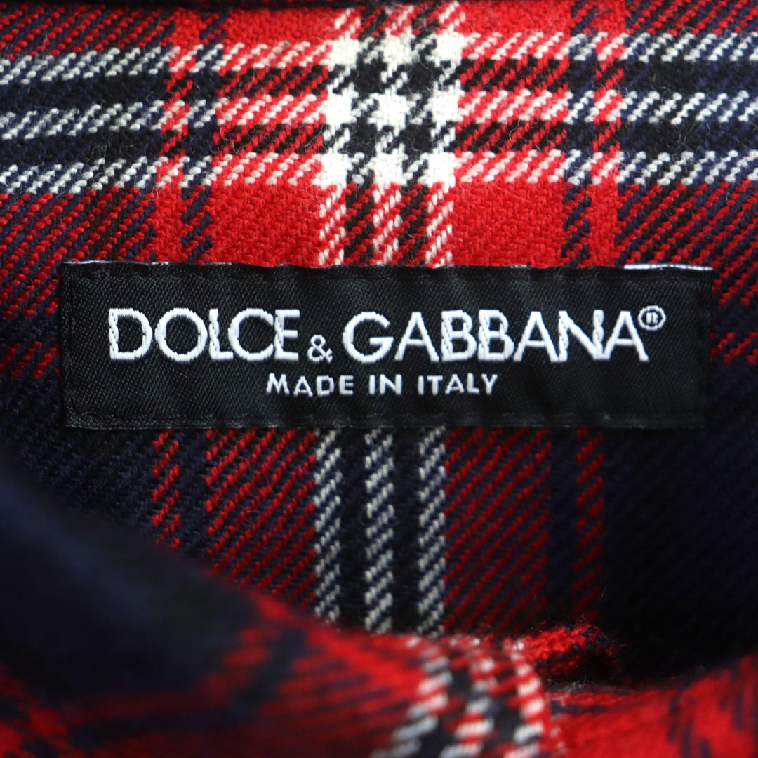 DOLCE&GABBANA Long sleeve shirt G5IY9T FQ2H3 Main: 100% wool Red navy mens 46 Used Authentic