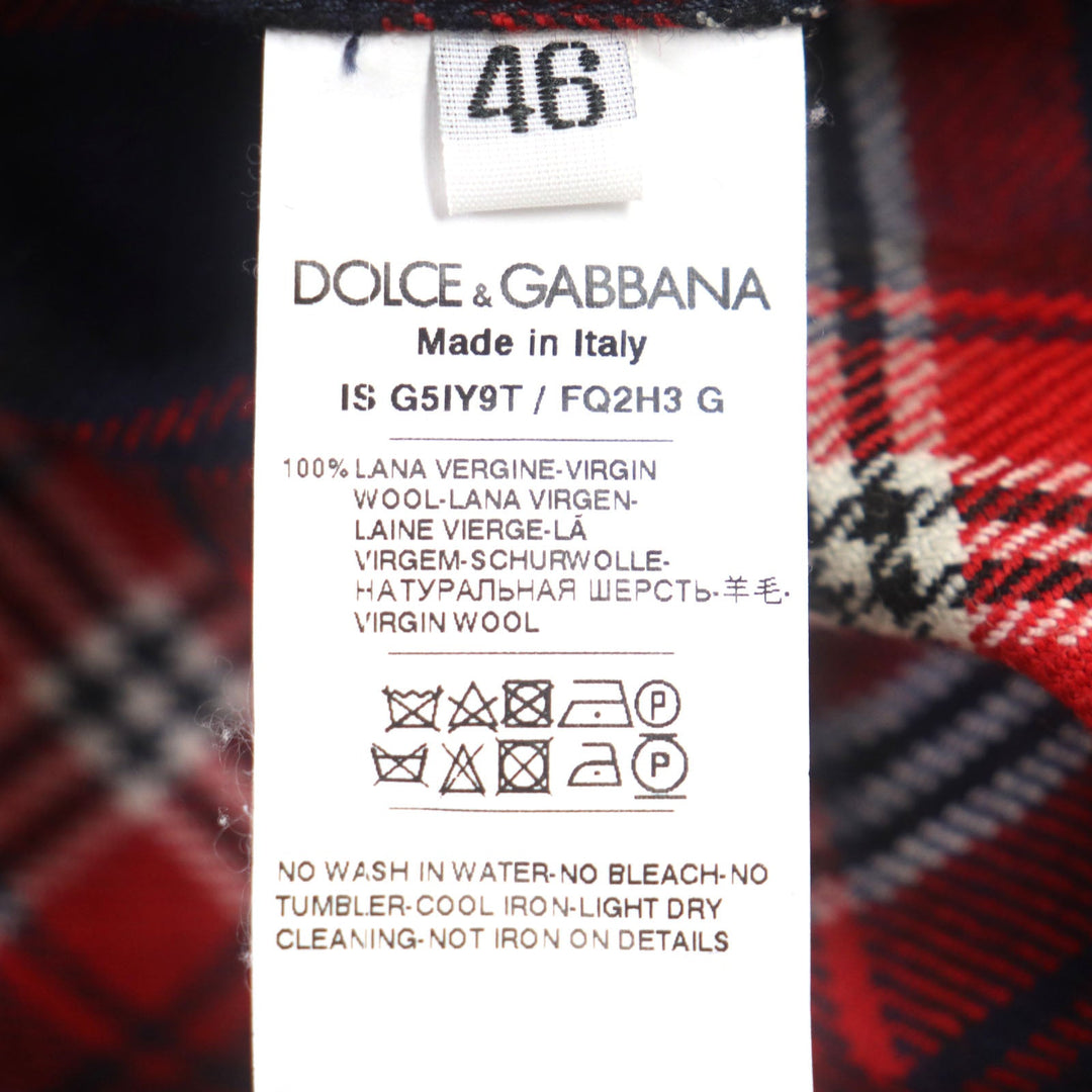 DOLCE&GABBANA Long sleeve shirt G5IY9T FQ2H3 Main: 100% wool Red navy mens 46 Used Authentic