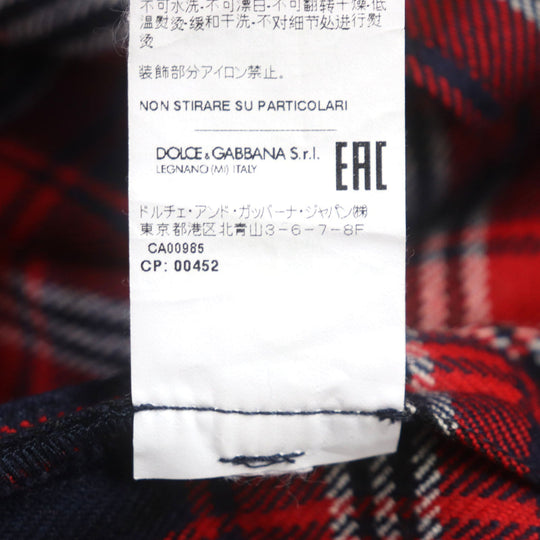 DOLCE&GABBANA Long sleeve shirt G5IY9T FQ2H3 Main: 100% wool Red navy mens 46 Used Authentic