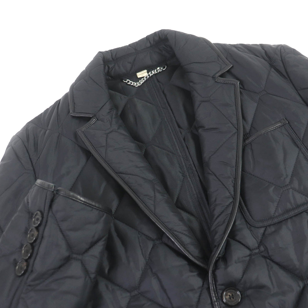 BURBERRY LONDON Blouson 3955308 Outer: 100% nylon, Lining: 55% acetate, Lining: 45% rayon, Filling: 100% polyester, Part: Lamb leather black mens 46 Used Authentic