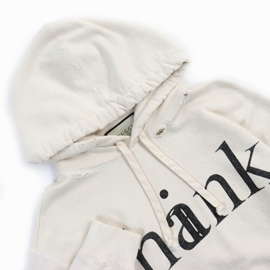 GUCCI Hoodie 634674 Main: 100% cotton off white think thank print mens XS Used Authentic