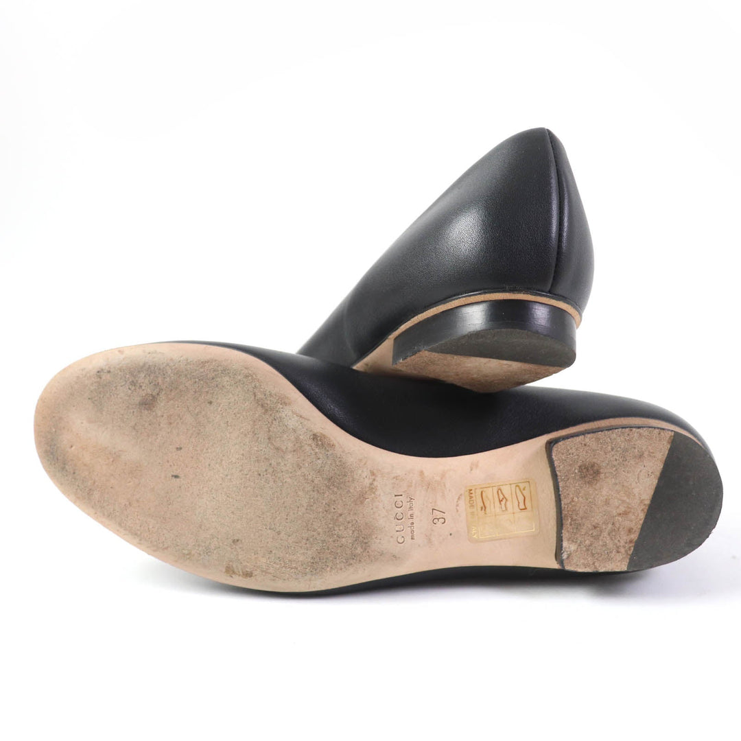 GUCCI pumps 466700 Main: Leather black Women 37 Used Authentic