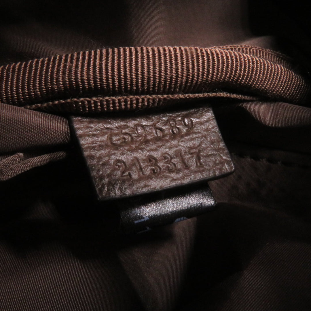 GUCCI Pouch 759689 Leather x GG Supreme canvas Beige/Ebony Cosmetic case with Web stripes Women Used Authentic