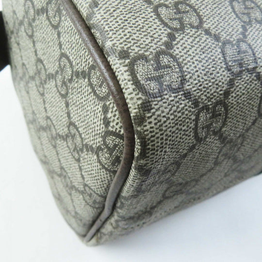 GUCCI Pouch 759689 Leather x GG Supreme canvas Beige/Ebony Cosmetic case with Web stripes Women Used Authentic