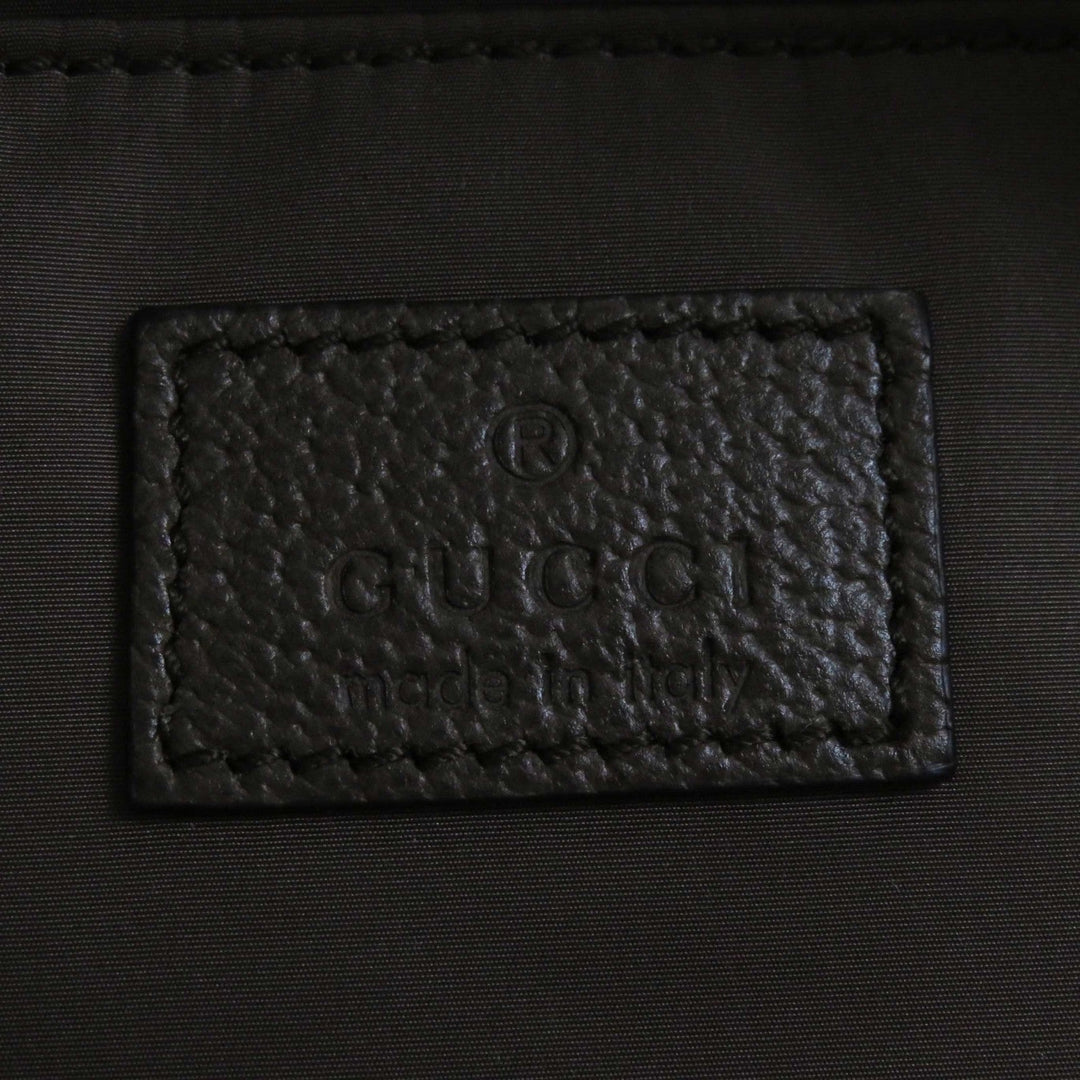 GUCCI Pouch 759689 Leather x GG Supreme canvas Beige/Ebony Cosmetic case with Web stripes Women Used Authentic