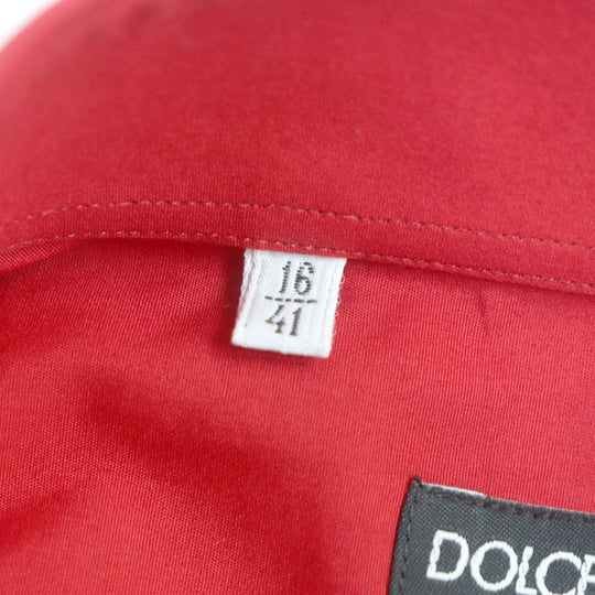 DOLCE&GABBANA Long sleeve shirt G5DN7Z Main: 100% cotton, embroidery: 50% metal fiber, 25% polyester, 10% plastic, 10% silk, 5% viscose Red GOLD mens 41 Used Authentic