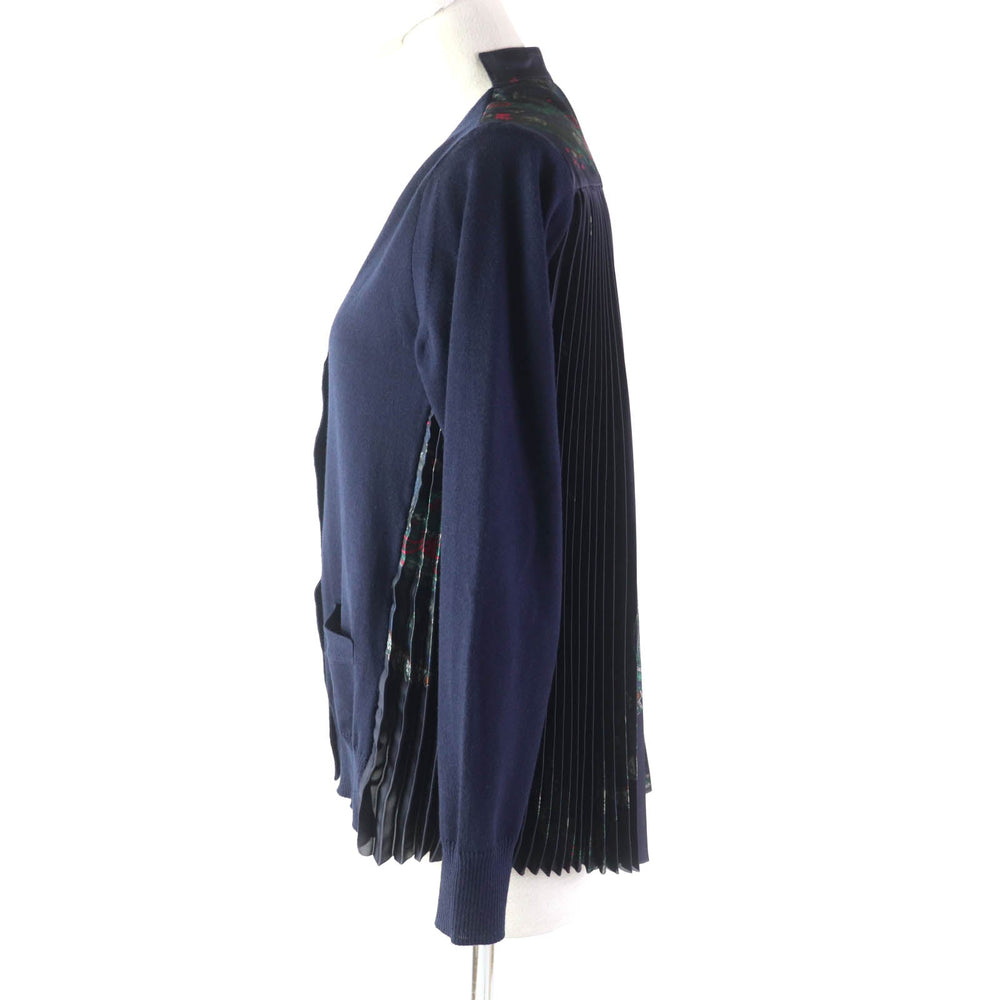 Sacai cardigan 19-04567 Main: 100% wool, Part: 100% polyester Navy multi Women 1 Used Authentic