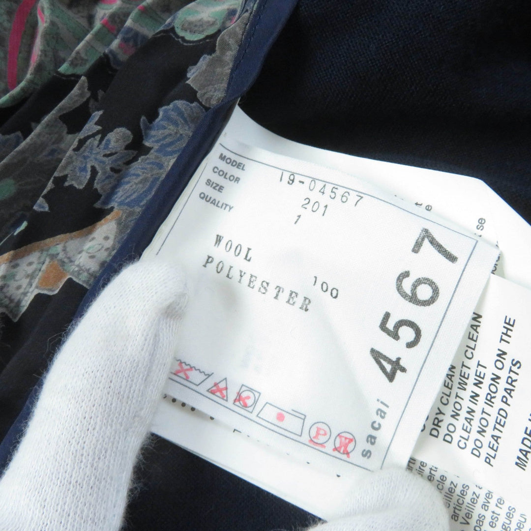 Sacai cardigan 19-04567 Main: 100% wool, Part: 100% polyester Navy multi Women 1 Used Authentic