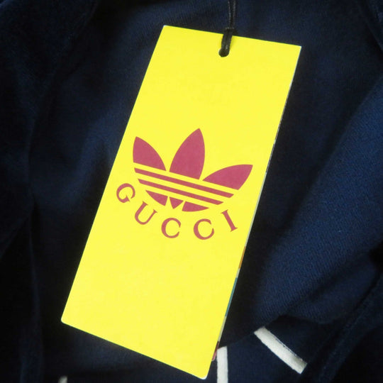 GUCCI one piece 695679 Outer: 85% cotton, Outer: 15% nylon, Part: 100% nylon, Lining: 100% cotton, Trimming: 91% polyester, 9% polyurethane, Embroidery: 65% polyester, 31% cotton, 4% nylon Navy Trefoil embroidered chenille dress Women S Used Authentic