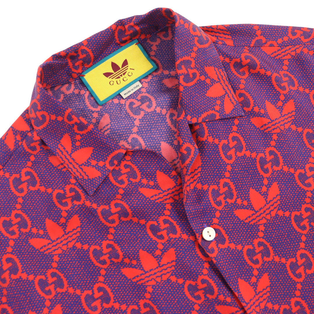 GUCCI Short sleeve shirt 691522 Main: 100% silk Red purple mens 46 Used Authentic