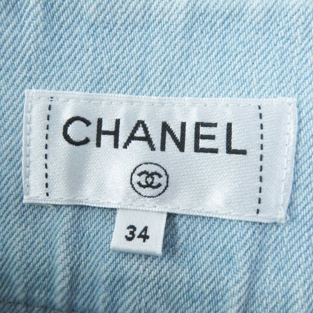 CHANEL skirt P58766 Main: 10% cotton Light blue Women 34 Used Authentic