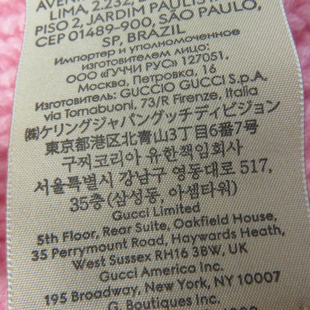 GUCCI Scarf 773426 Main: 85% wool, Main: 15% cashmere, Part: leather pink scarf Patched knit Women Used Authentic