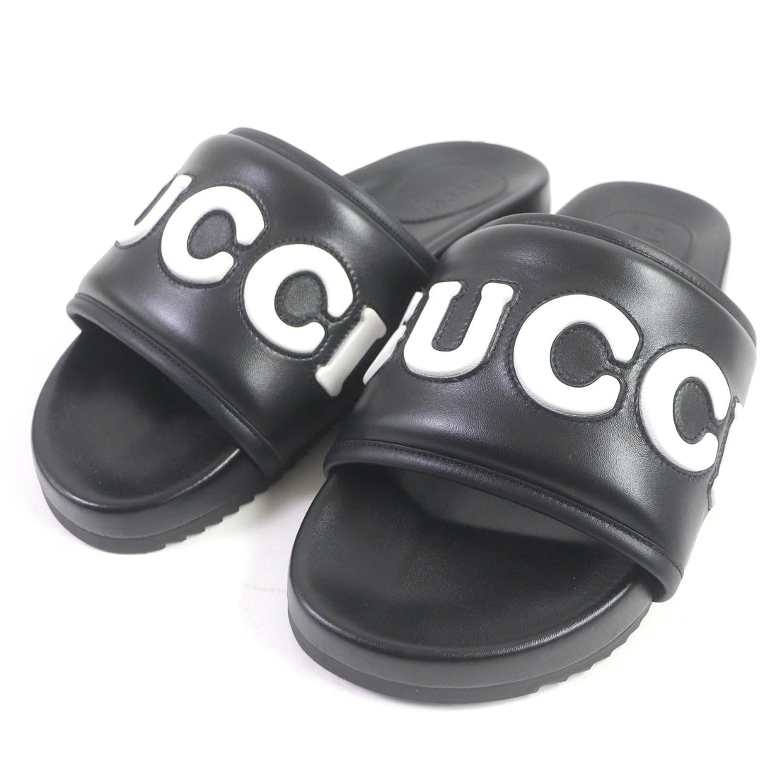 GUCCI Sandals 742009 Main: Leather black mens 10 Used Authentic