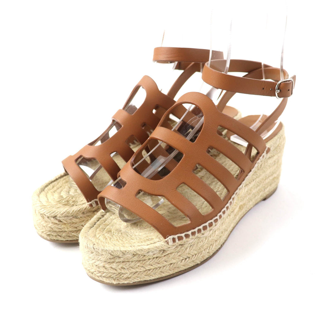 HERMES Sandals Main: Leather Brown Kataria Women 37 Used Authentic