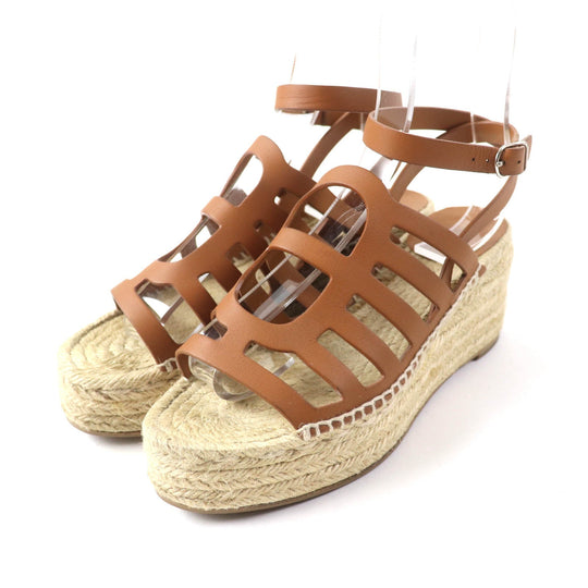 HERMES Sandals Main: Leather Brown Kataria Women 37 Used Authentic