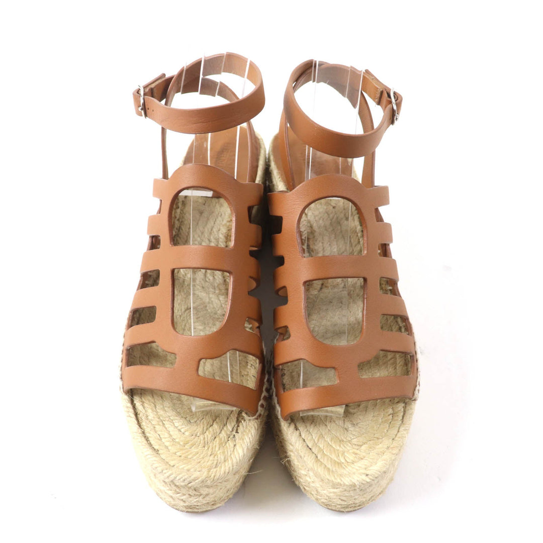 HERMES Sandals Main: Leather Brown Kataria Women 37 Used Authentic