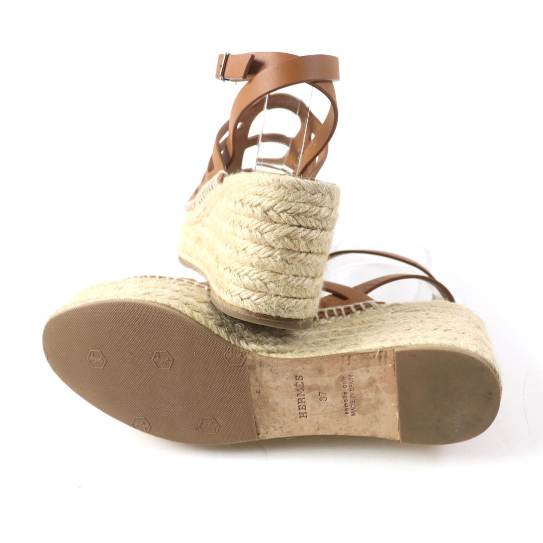 HERMES Sandals Main: Leather Brown Kataria Women 37 Used Authentic