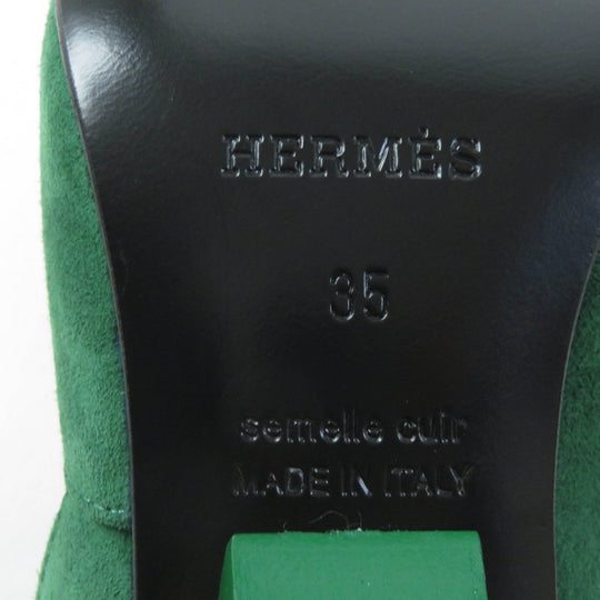 HERMES pumps Suede leather green Fatale 85 Women 35 Used Authentic