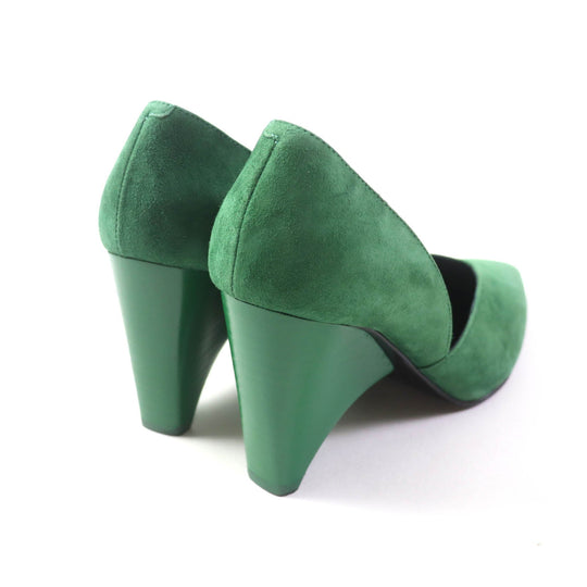 HERMES pumps Suede leather green Fatale 85 Women 35 Used Authentic