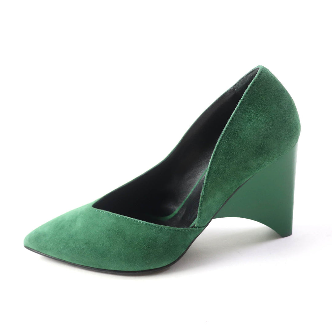 HERMES pumps Suede leather green Fatale 85 Women 35 Used Authentic