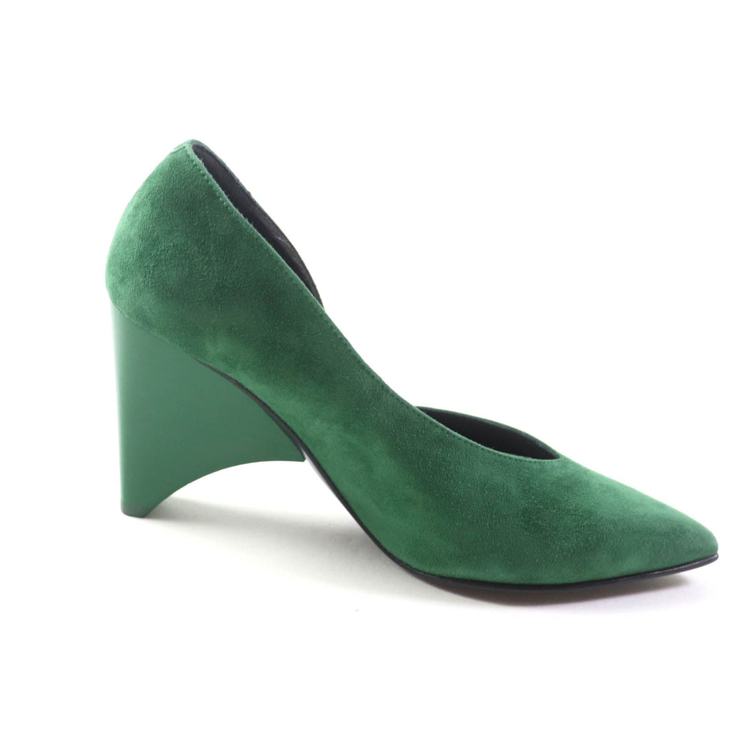 HERMES pumps Suede leather green Fatale 85 Women 35 Used Authentic