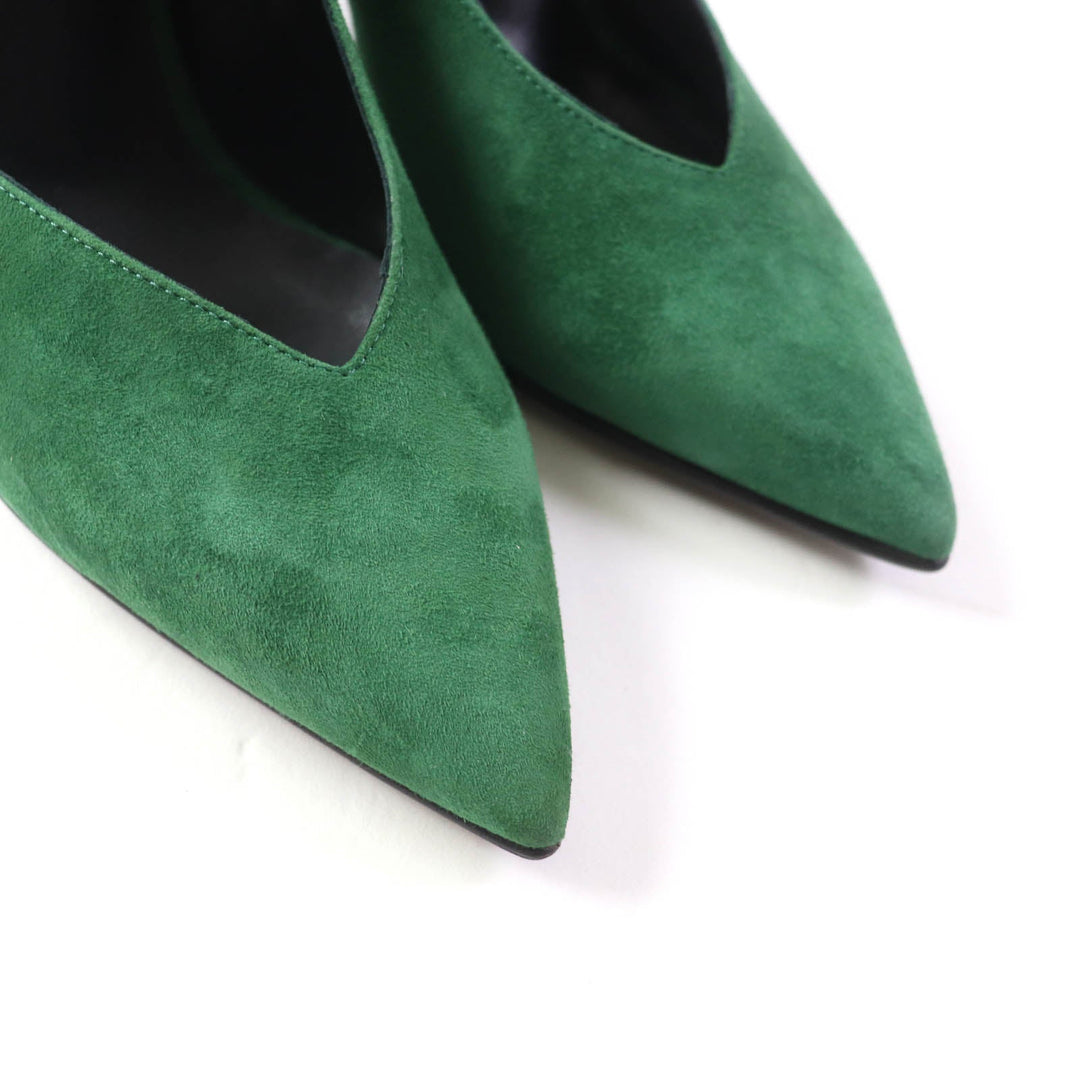 HERMES pumps Suede leather green Fatale 85 Women 35 Used Authentic