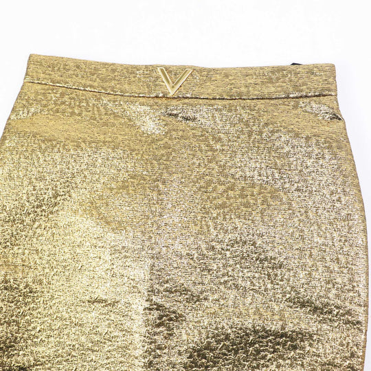 VALENTINO Tight Skirt VB3RA7B5663 Outer material: 40% polyester, Outer material: 29% cotton, Outer material: 2% nylon, Outer material: 10% rayon, Outer material: 19% metal fiber gold Women 42 Used Authentic