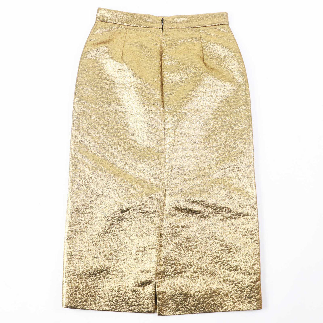 VALENTINO Tight Skirt VB3RA7B5663 Outer material: 40% polyester, Outer material: 29% cotton, Outer material: 2% nylon, Outer material: 10% rayon, Outer material: 19% metal fiber gold Women 42 Used Authentic