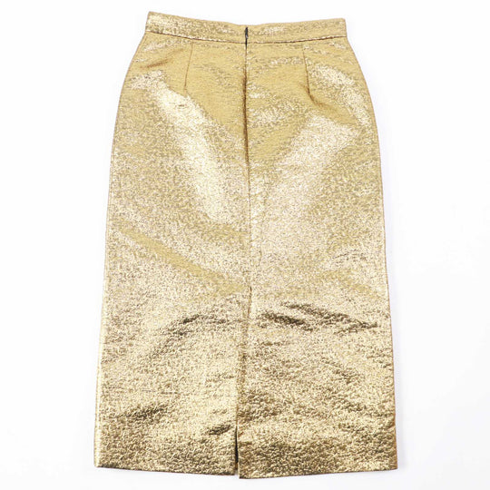 VALENTINO Tight Skirt VB3RA7B5663 Outer material: 40% polyester, Outer material: 29% cotton, Outer material: 2% nylon, Outer material: 10% rayon, Outer material: 19% metal fiber gold Women 42 Used Authentic