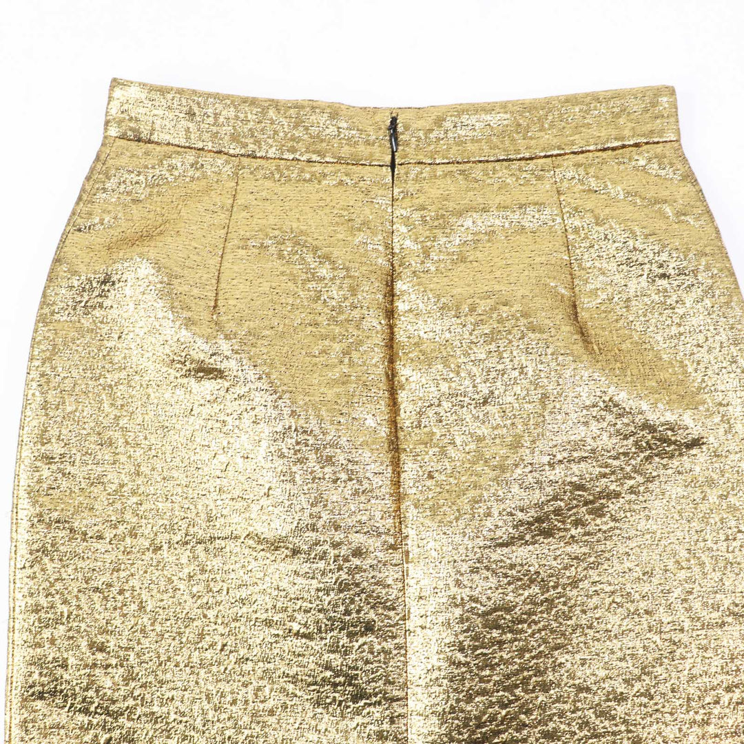 VALENTINO Tight Skirt VB3RA7B5663 Outer material: 40% polyester, Outer material: 29% cotton, Outer material: 2% nylon, Outer material: 10% rayon, Outer material: 19% metal fiber gold Women 42 Used Authentic