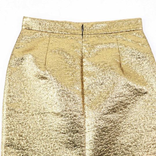 VALENTINO Tight Skirt VB3RA7B5663 Outer material: 40% polyester, Outer material: 29% cotton, Outer material: 2% nylon, Outer material: 10% rayon, Outer material: 19% metal fiber gold Women 42 Used Authentic