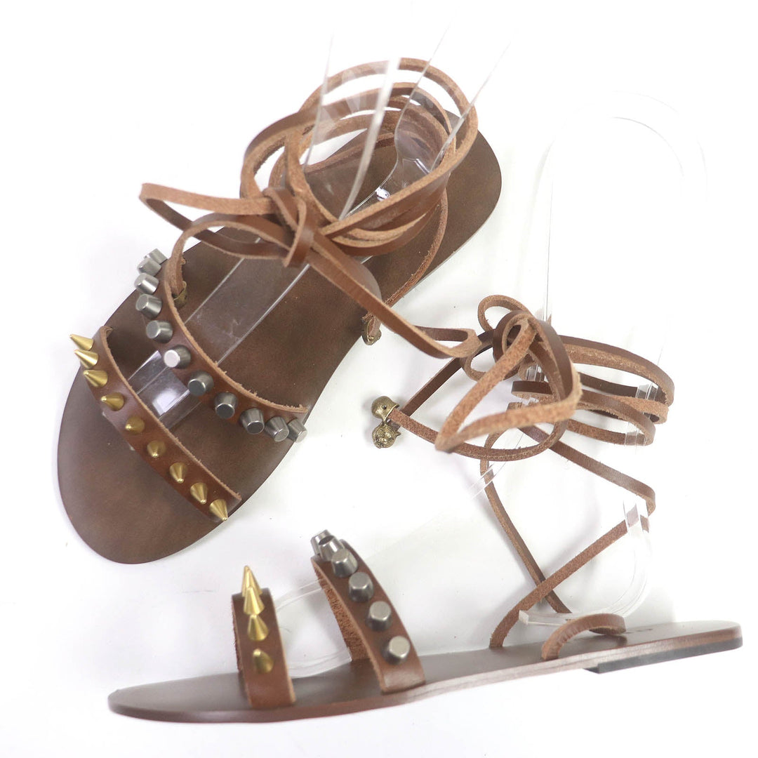 GUCCI Sandals Main: Leather Brown mens 6 Used Authentic