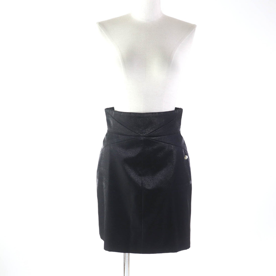CHANEL skirt P58785 Outer: 85% wool, Outer: 15% polyester, Lining: 100% silk Black glitter Women 36 Used Authentic