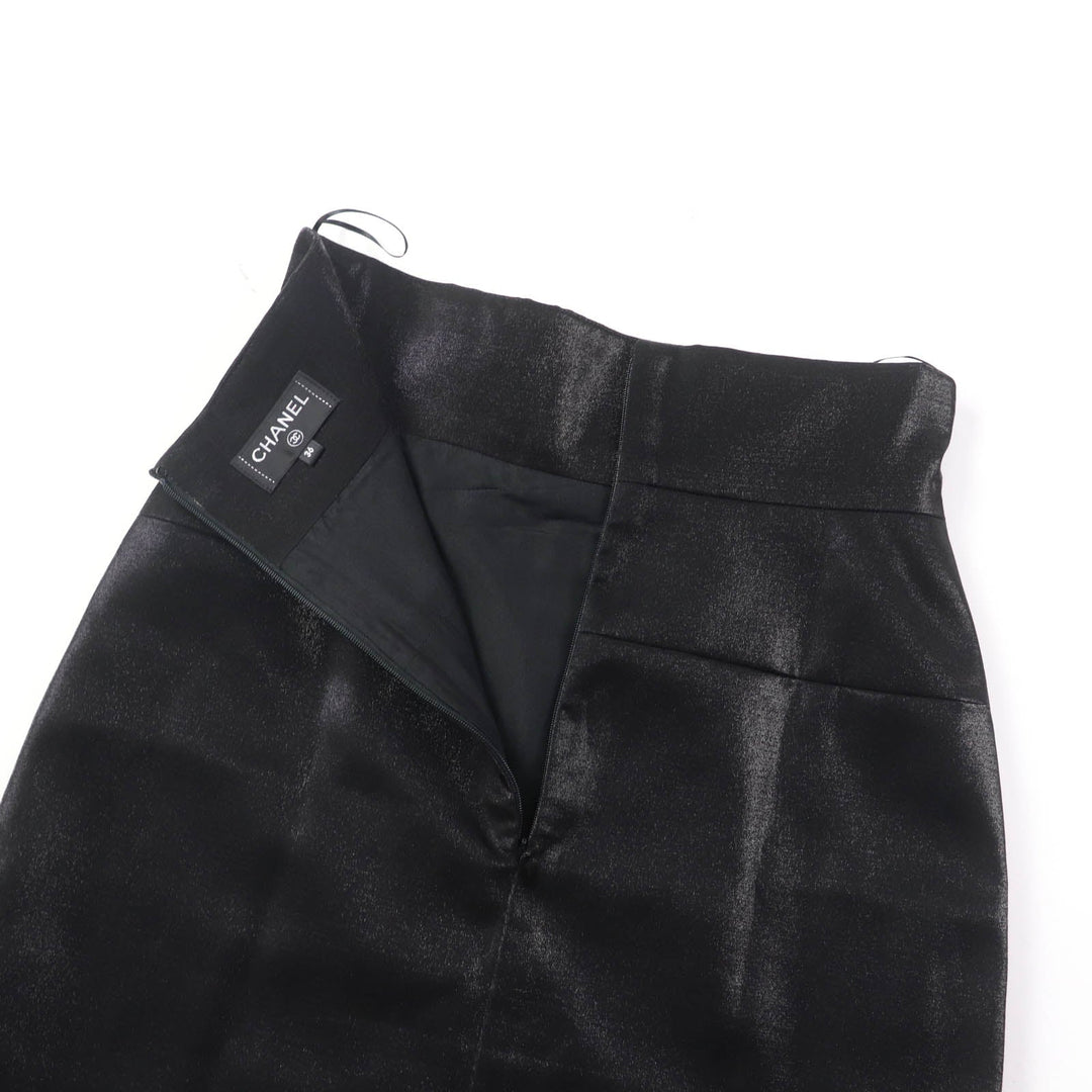 CHANEL skirt P58785 Outer: 85% wool, Outer: 15% polyester, Lining: 100% silk Black glitter Women 36 Used Authentic