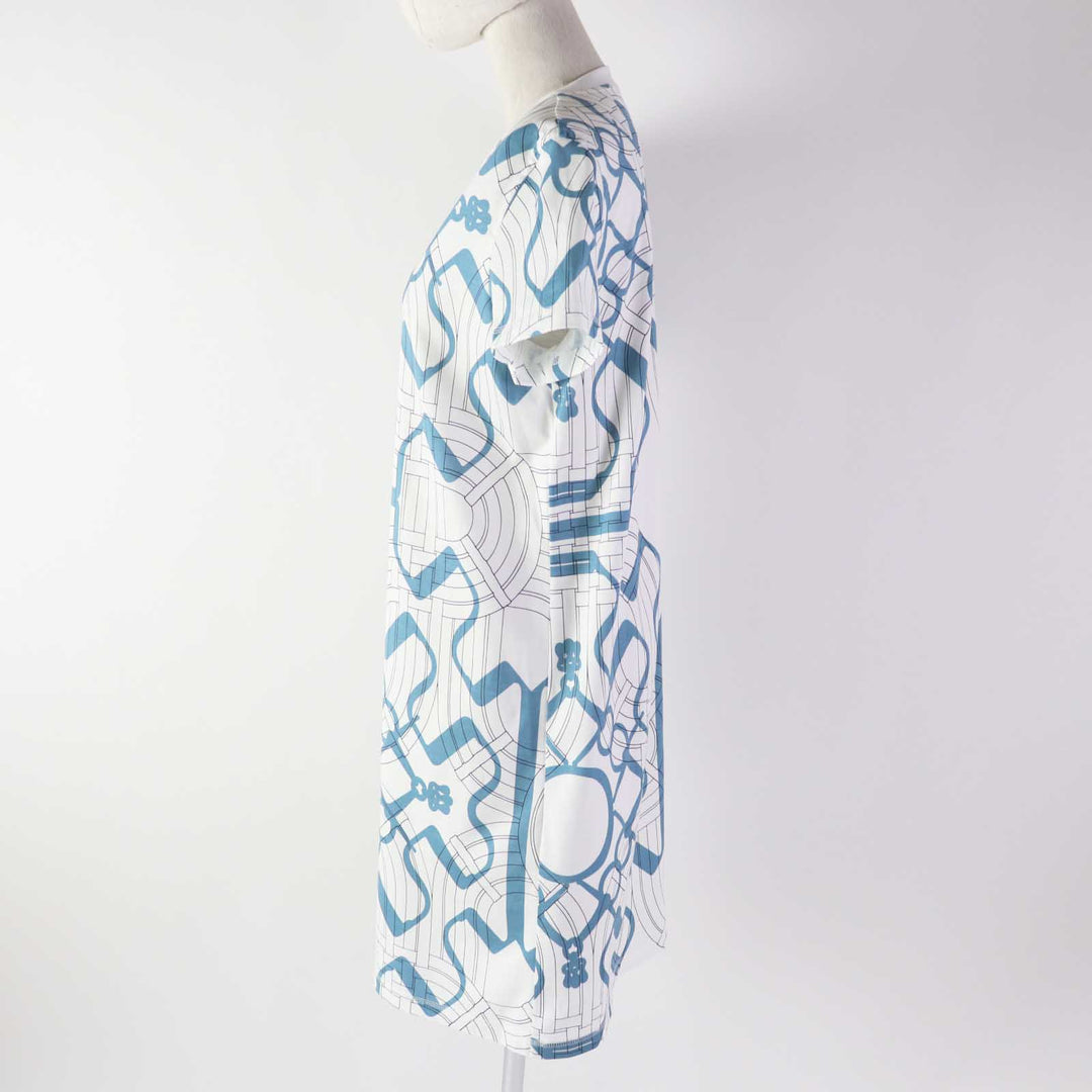 HERMES one piece 4H4525DD Outer: 100% cotton, part: 98% cotton, part: 2% polyurethane White light blue Horse Bit Detour/Tattoo Women 38 Used Authentic