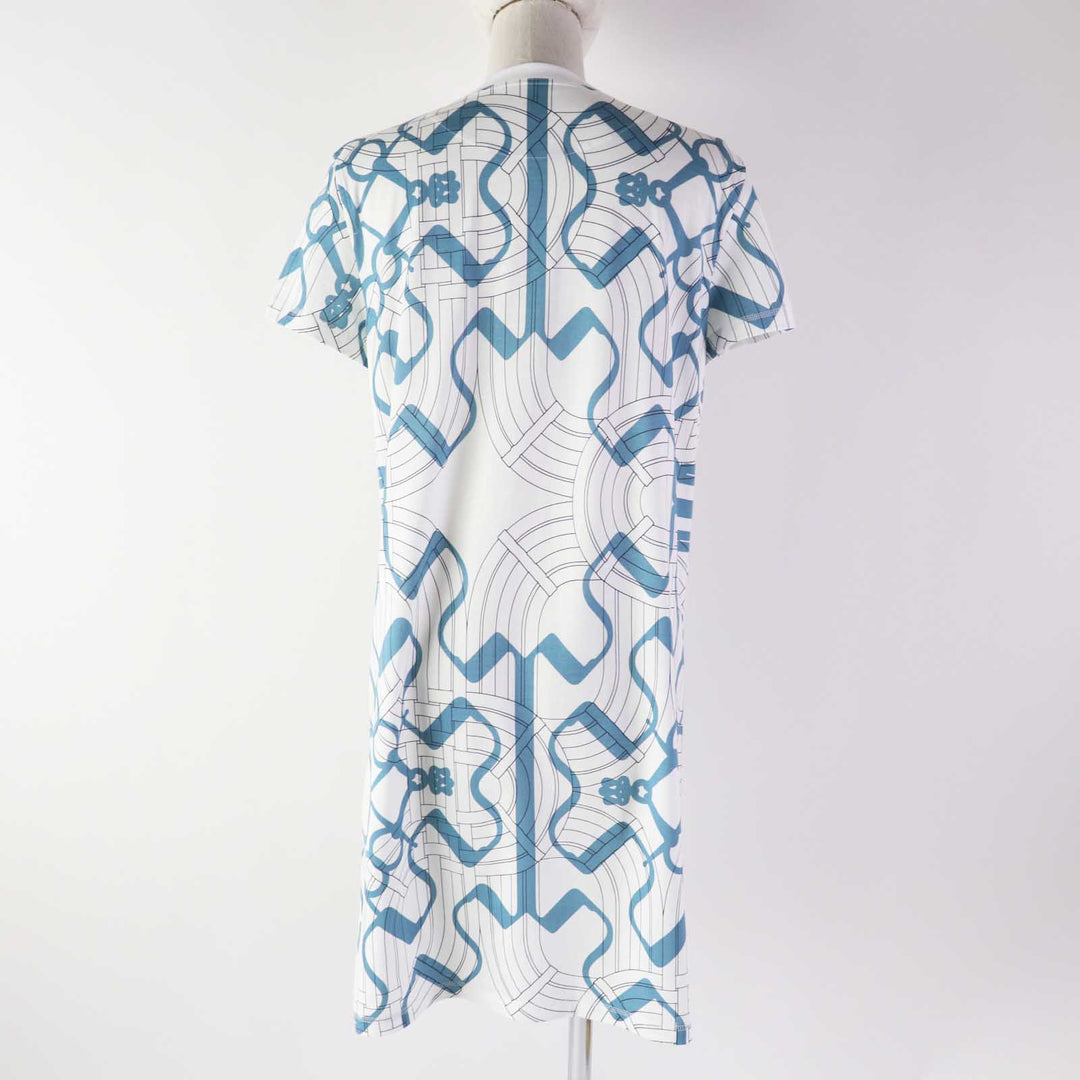 HERMES one piece 4H4525DD Outer: 100% cotton, part: 98% cotton, part: 2% polyurethane White light blue Horse Bit Detour/Tattoo Women 38 Used Authentic