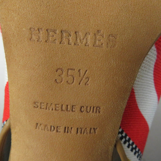 HERMES Sandals Canvas, Leather multicolor SEMELLE CUIR Women 35 1/2 Used Authentic