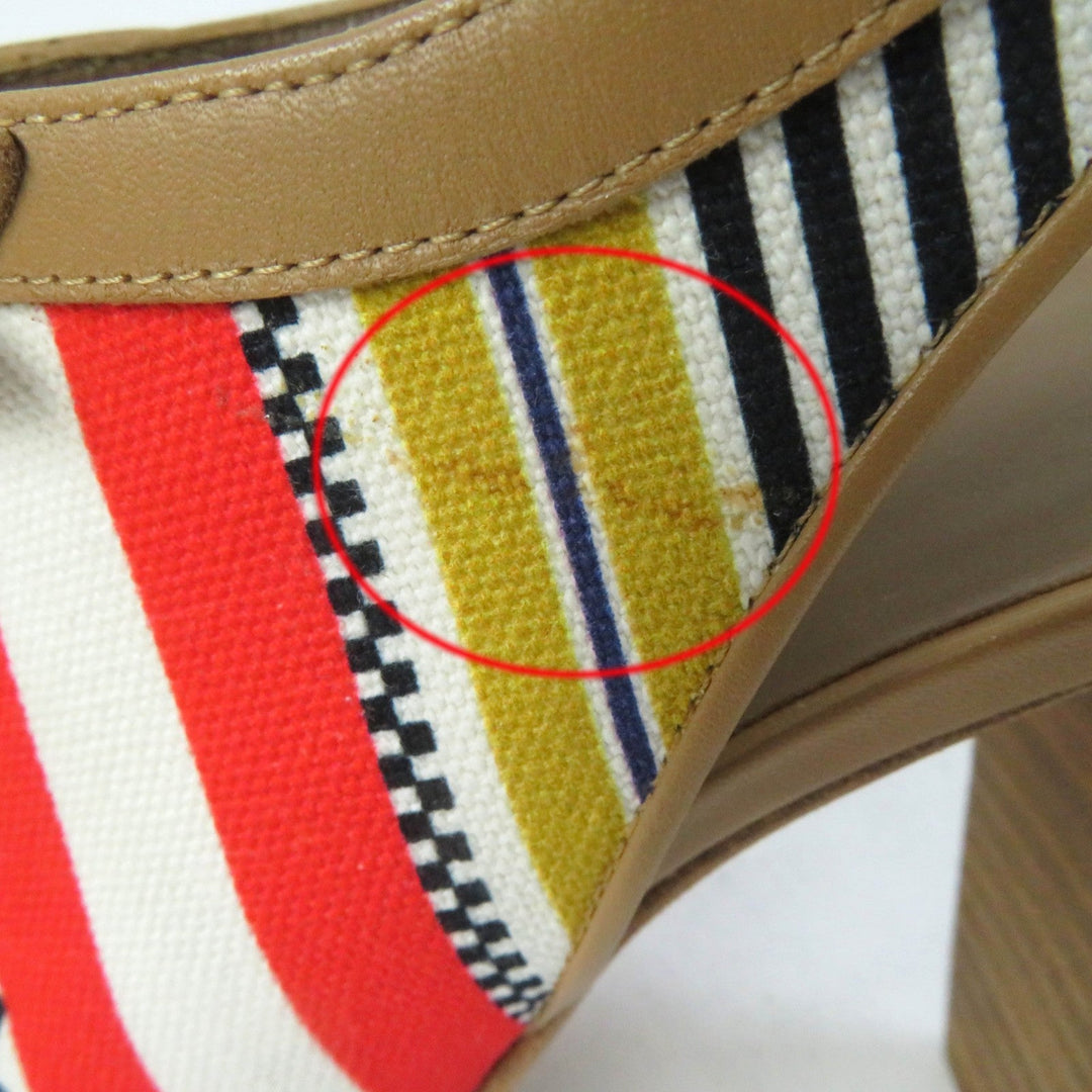 HERMES Sandals Canvas, Leather multicolor SEMELLE CUIR Women 35 1/2 Used Authentic